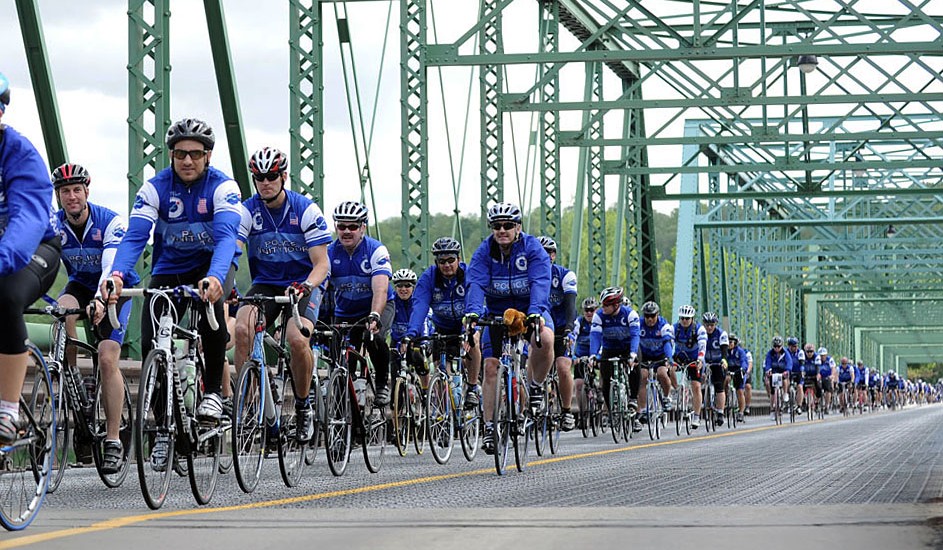 riders group on bridge